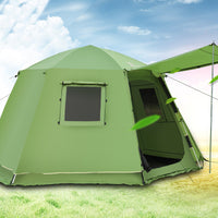Hexagonal Pop-Up Camping Tent for 3-8 People, Double Layer, UV Protection, Instant Setup for Outdoor Travel