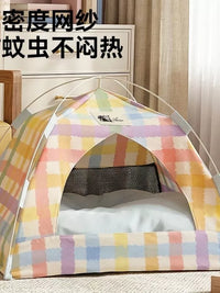 Cat Tent Bed with Cooling Mat, All-Season Removable Washable Pet House for Cats and Small Dogs