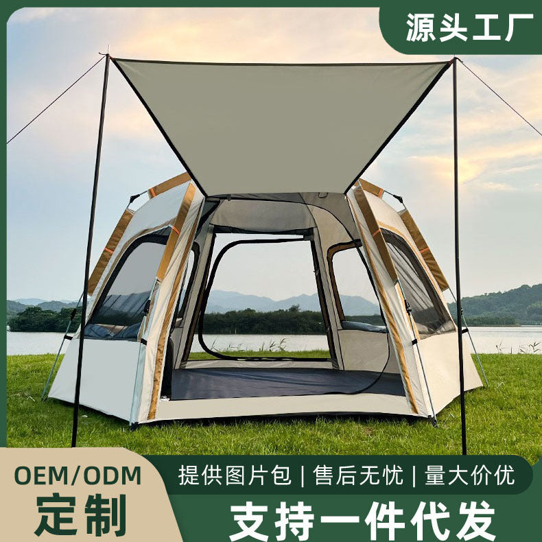 Automatic Hexagonal Pop-Up Camping Tent with UV Protection and Waterproofing