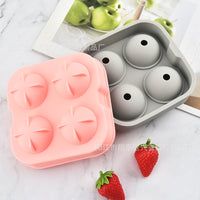 FDA Approved Large Round Whiskey Ice Ball Maker Silicone Mold with Lid - 4 Cavity