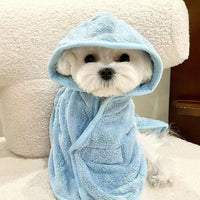 Pet Dog Cat Bathrobe Towel Quick Drying Absorbent Robe for Small to Medium Dogs and Cats