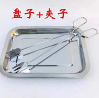 Taoist Stainless Steel Ritual Offering Stand, Tray, and Tongs Set