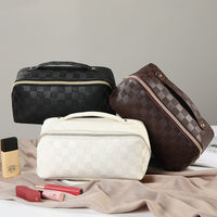 PU Leather Cosmetic Bag Large Capacity Waterproof Travel Toiletry Pouch