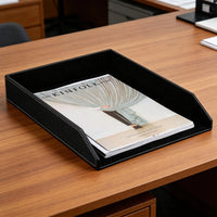 Premium Leather A4 Document Tray Stackable Single Layer File Organizer for Office