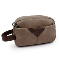 Men's PU Leather Waterproof Toiletry Bag for Travel and Business