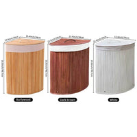 Foldable Bamboo Laundry Hamper with Lid, Corner Storage Basket for Clothes