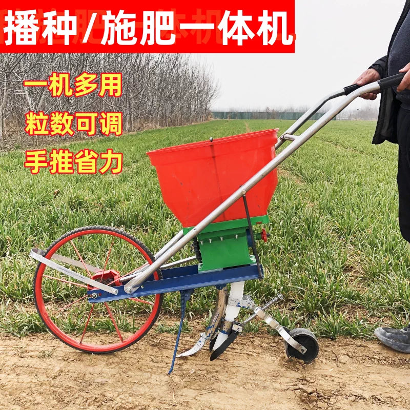 Manual Push Planter for Peanuts, Corn, Soybeans, Sesame, and Rapeseed - Seed and Fertilizer Applicator