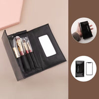 HappyMakeup 4-Piece Portable Gold & Red Makeup Brush Set with Soft Bristles