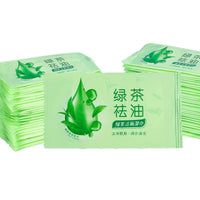 Green Tea Oil-Control Facial Cleansing Wipes, Individually Wrapped, Portable Disposable Wet Wipes