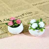 Miniature Artificial Rose Potted Plant for DIY Dollhouse Garden Decor