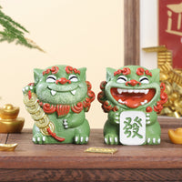 Chinese Style Lion God Resin Ornament for Home Decor and Souvenir