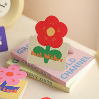 Cartoon Little Red Flower Pop-Up Greeting Card for Valentine's Day, Birthdays, and Special Occasions