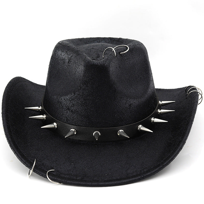 Western Cowboy Hat Set for Men and Women - Black Denim Style for Parties and Decorations