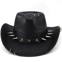 Western Cowboy Hat Set for Men and Women - Black Denim Style for Parties and Decorations