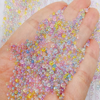 No-Hole Bubble Beads, Transparent Glass Round Beads, Iridescent Bubble Beads, Nail Art Micro Beads for Quicksand Pen Filling DIY Material