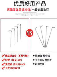 Aluminum Alloy Tent Stakes with Guy Ropes and Storage Bag for Outdoor Camping Beach Sand