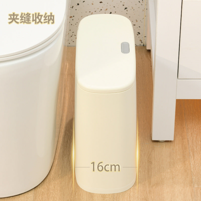 Slim Bathroom Kitchen Trash Can with Lid, Narrow Corner Waste Bin for Living Room