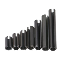 Black 65 Manganese Steel Slotted Spring Pins, Hollow Dowel Pins for Positioning and Fastening