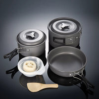 Portable Aluminum Camping Cookware Set with Kettle for Outdoor Cooking