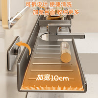 No-Drill Bathroom Mirror Front Shelf with Suction Cups for Washbasin & Faucet Storage