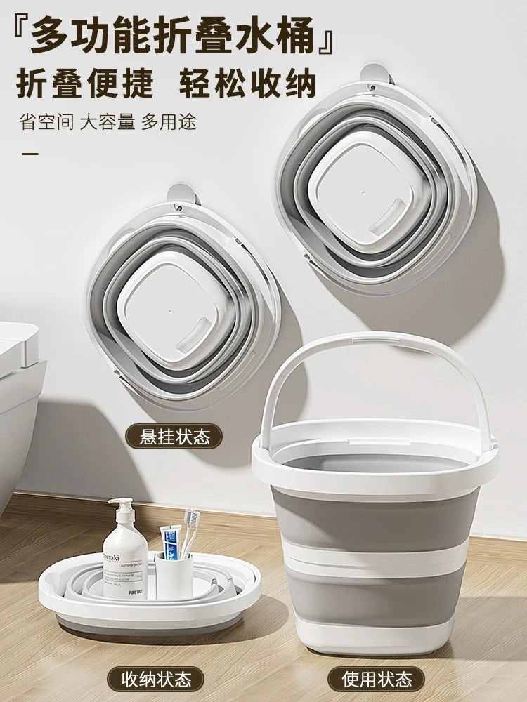 Foldable Portable Plastic Bucket for Home, Travel, Outdoor, Fishing, Car Use