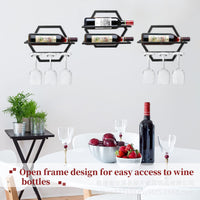 Wall-Mounted Foldable Iron Wine Rack with Glass Holder for Bar & Home