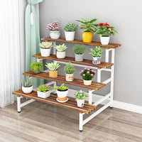 Multi-Tier Carbonized Wood Plant Stand for Indoor/Outdoor Use