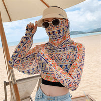 Women's UV Protection Driving Cape with Face Mask and Long Sleeves