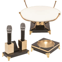 Stainless Steel Black Gold Bar KTV Party Desktop Microphone Stand Fruit Plate Set Ice Bucket