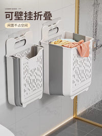Jia Bang Shou Wall-Mounted Foldable Laundry Hamper for Bathroom and Home