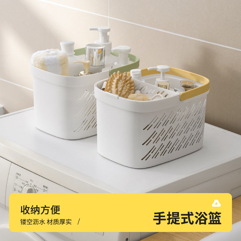 Portable Shower Caddy Basket with Handle, Quick-Dry Hollow Design for Bathroom Dormitory Toiletries Storage