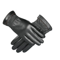 Men's Sheepskin Leather Gloves, Warm Fleece Lined Touchscreen Winter Outdoor Cycling Gloves