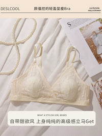 French Style Wireless Push-Up Bra for Small Busts, Thin, Anti-Bump, Rabbit Ear Design