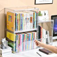 Acrylic Magnetic Book Storage Box with Clear Display for Albums and Collectibles, Floor-Standing Shelf