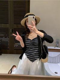 Women's Fashion Two-Piece Set with Long Sleeve Cardigan and Camisole