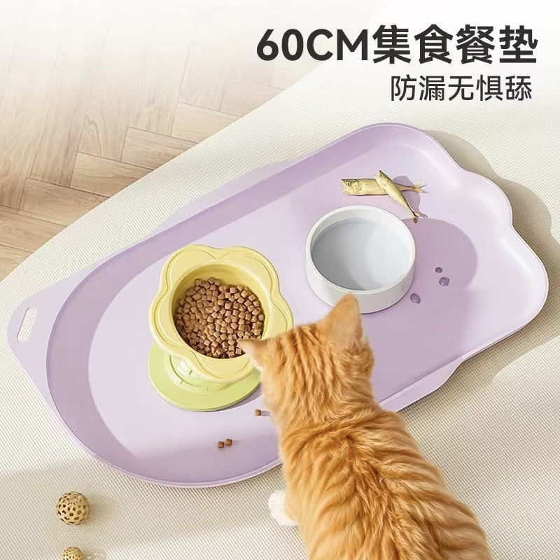 Waterproof Non-Slip Pet Feeding Mat for Cats and Dogs, Food Bowl Placemat