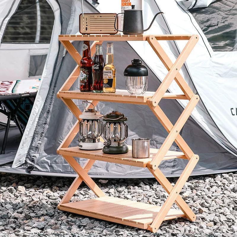 Foldable Outdoor Camping Storage Rack Multi-layer Shelf Table for Picnic Gear