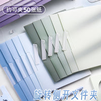 A4 Rotating Side Opening Pull Rod Clip File Folder Set for Students