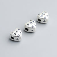 S999 Sterling Silver Heart Spacer Beads for DIY Bracelets and Necklaces