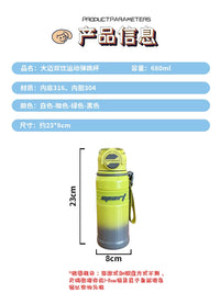 Large Capacity Insulated Water Bottle for Men, Sports & Fitness Portable Straw Cup, Dual-Drink Design for Students