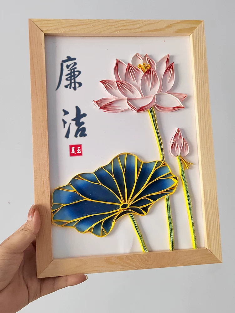 DIY Lotus Quilling Art Kit for Beginners - Handcraft Paper Filigree Painting Set