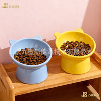 Anti-Tipping Elevated Pet Bowl for Cats and Small Dogs, Tilted Design for Neck Protection, Prevents Chin Acne, Food and Water Dish