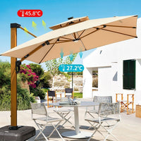 Patio Solar LED Roman Umbrella with Lights for Villa Garden Outdoor Shade
