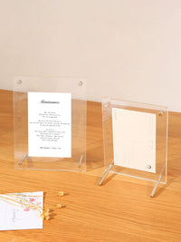 Acrylic Photo Frame for Postcards and Pictures, Clear Display Stand, Wall or Tabletop Mount