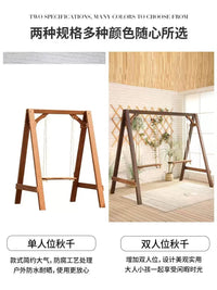 Outdoor Wooden Swing Chair for Patio Yard Balcony - Anti-Corrosion Multi-Person Rocking Chair