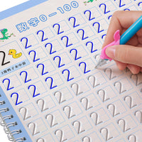 Grooved Calligraphy Practice Book for Kids, Number Tracing Workbook for Preschoolers, Pen Control Training
