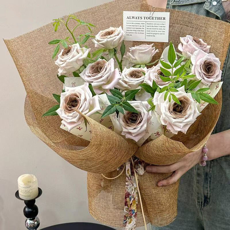 Linen Floral Wrapping Paper Sheets for Bouquets and DIY Crafts