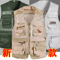 Men's Summer Mesh Multi-Pocket Quick Dry Vest for Hiking Fishing Photography