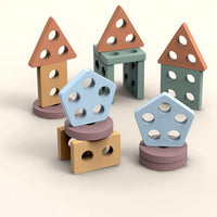Wooden Geometric Stacking Blocks Educational Toy Set for Early Learning