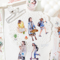 Twilight Life Suite Series Die-Cut Washi Tape - Floral Girl Collection for Journal Decoration